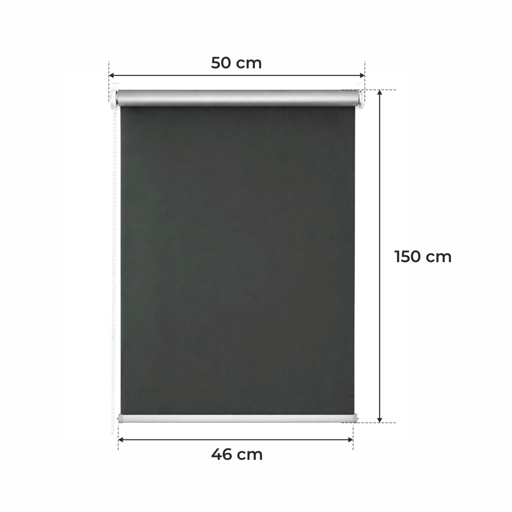 Tenda a Rullo Termica • GRIGIO SCURO • 32 misure • BOJANEK TERMO • staffe regolabili • installazione senza fori • meccanismo a catenella • protezione da sole e calore • ideale per soggiorno, camera, cucina, ufficio • tenda termica bianca giorno-notte • es