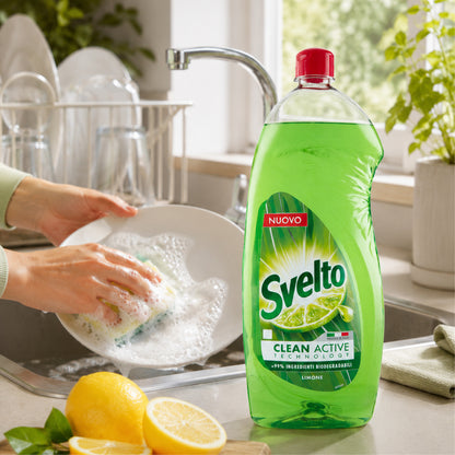 Set da 12 Pezzi Svelto Detersivo Piatti Limone 1L – Formula Concentrata con Succo di Limone – Azione Sgrassante e Profumo Fresco – Adatto per Uso Quotidiano e Professionale