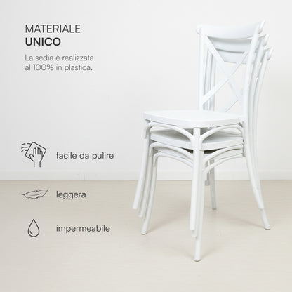 Baroni Home Set 4 Sedie in Plastica Bianca – Sedie Impilabili, Pronte all’Uso Senza Montaggio, Facili da Pulire, con Piedini Antiscivolo per Maggiore Stabilità – Ideali per Cucina, Soggiorno, Sala da Pranzo, Giardino, Terrazzo o Balcone – Sedute Comode e
