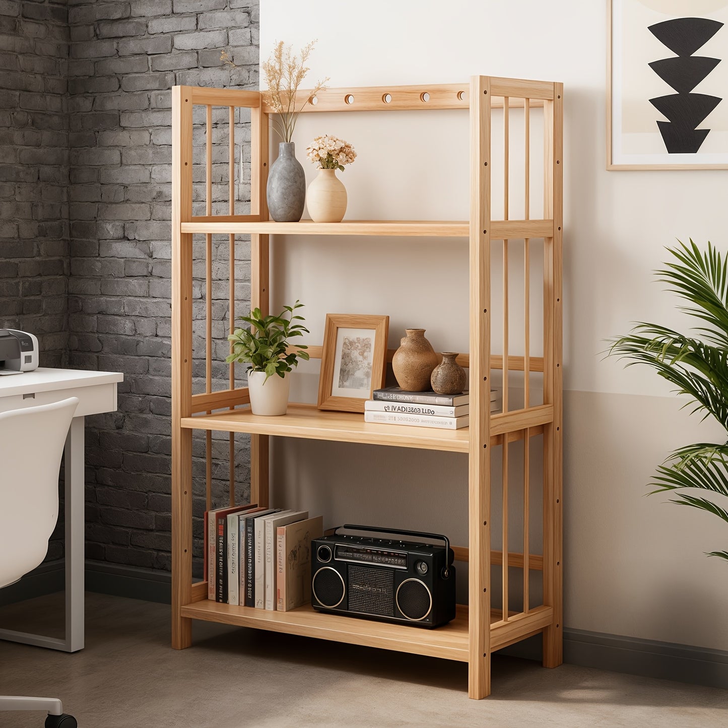 Scaffale a Più Livelli in Bambù di Grande Capacità, Resistente, Facile da Pulire, Soluzione di Archiviazione Multifunzionale, Adatto per Casa, Cucina, Camera da Letto e Soggiorno, Risparmio di Spazio, Accesso Facile, Scaffale Pratico, Scaffale Autoportant