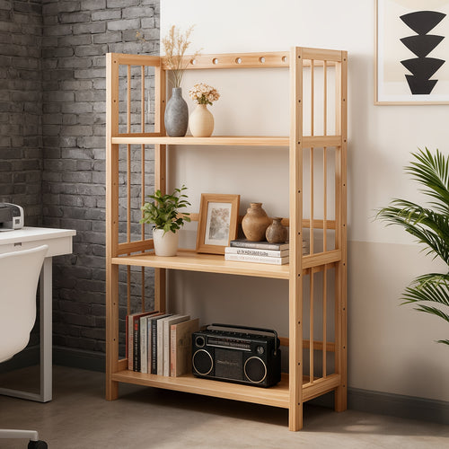 Scaffale a Più Livelli in Bambù di Grande Capacità, Resistente, Facile da Pulire, Soluzione di Archiviazione Multifunzionale, Adatto per Casa, Cucina, Camera da Letto e Soggiorno, Risparmio di Spazio, Accesso Facile, Scaffale Pratico, Scaffale Autoportant