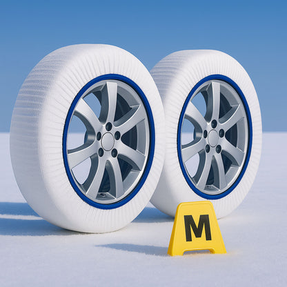 Calze da Neve Omologate Italia, Catene Da Neve Tessili Universale, Misure Disponibile XS,S,M,L,XL,XXL, Colore In Rosso, Bianco, Nero, Prodotto In EUROPA