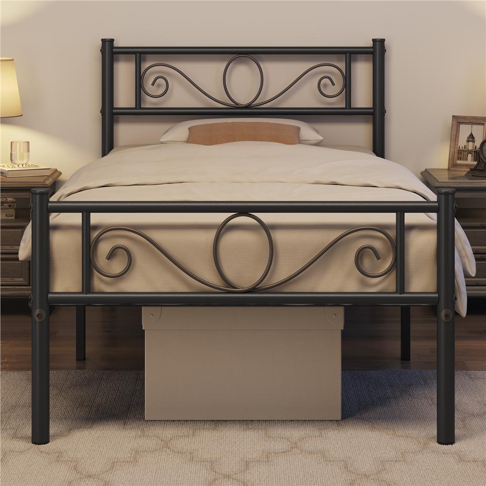 Costoffs Struttura Letto Stile Rustico Moderno in Metallo con Testiera Elegante e Pediera per Appartamento Camera da Letto Stanza degli Ospiti Studio