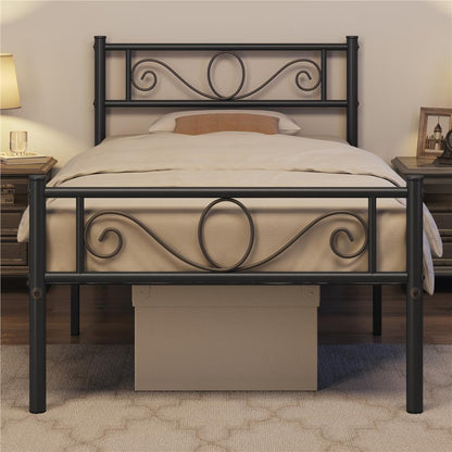 Costoffs Struttura Letto Stile Rustico Moderno in Metallo con Testiera Elegante e Pediera per Appartamento Camera da Letto Stanza degli Ospiti Studio
