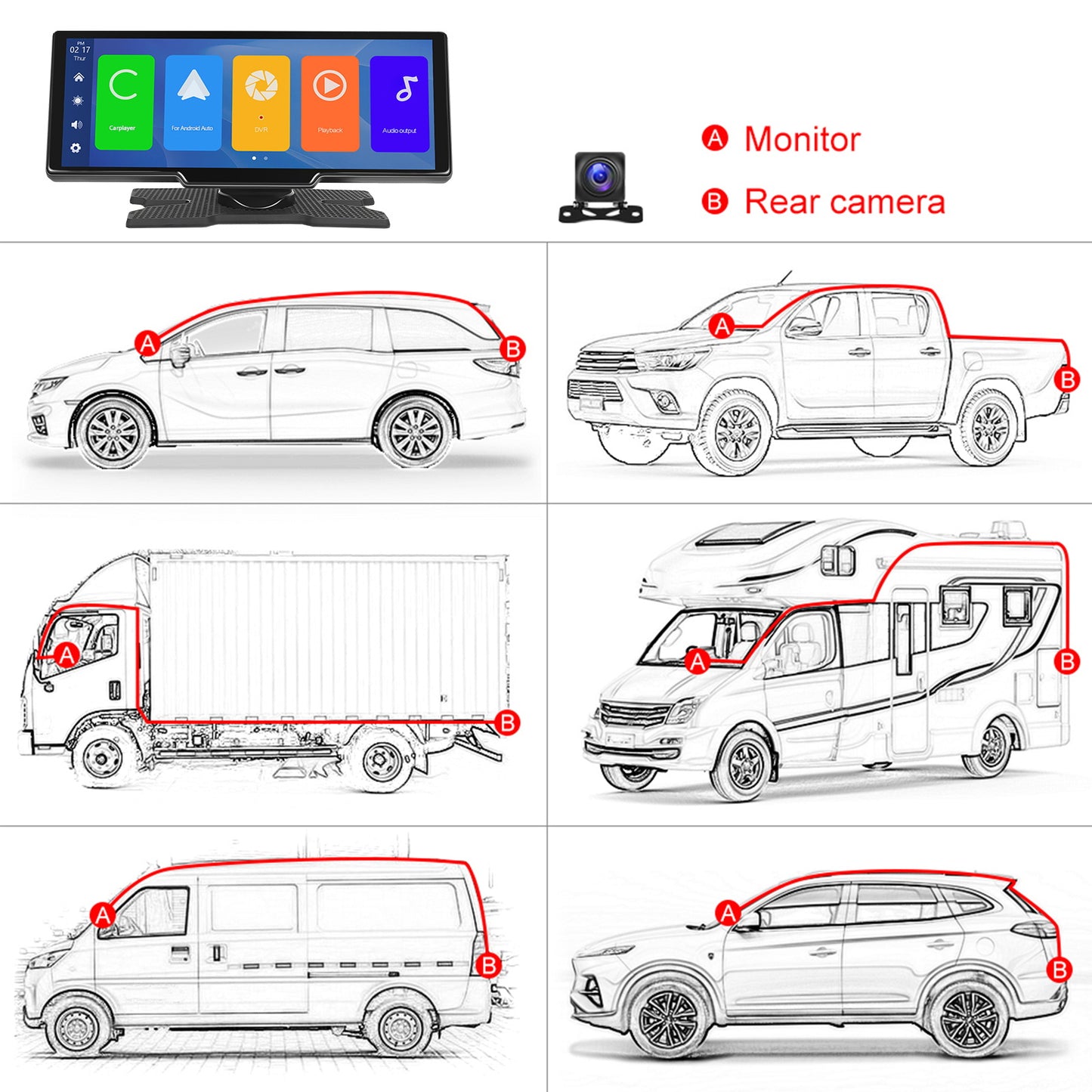 PODOFO 26.06cm Wireless Carplay Android Auto, Autoradio Portatile con Dash Cam 2.5K, Telecamera di Backup 1080P, Navigazione Car Play Controllo Vocale, Chiamata/Musica a Mani Libere, Trasmettitore AUX/FM, Scheda TF 64GB Gratuita, Regali di Buon Natale, Re
