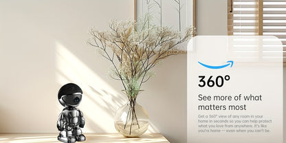 Telecamera Robot Smartphone HD 3MP, Telecamere da Interno con Audio e Video, Telecamere di Sicurezza Wireless per Esterni e Interni, Telecamera per Animali Domestici per Gatti e Cani, Visione Notturna a 360 Gradi, Telecamera Nanny per Camera da Letto, Aud