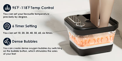 Pediluvio pieghevole automatico riscaldato, con riscaldatore e regolatore di temperatura, con sei rulli massaggianti, kit pedicure per piedi, funzione effetto schiuma, la scelta regalo ideale per famiglia e amici durante le vacanze