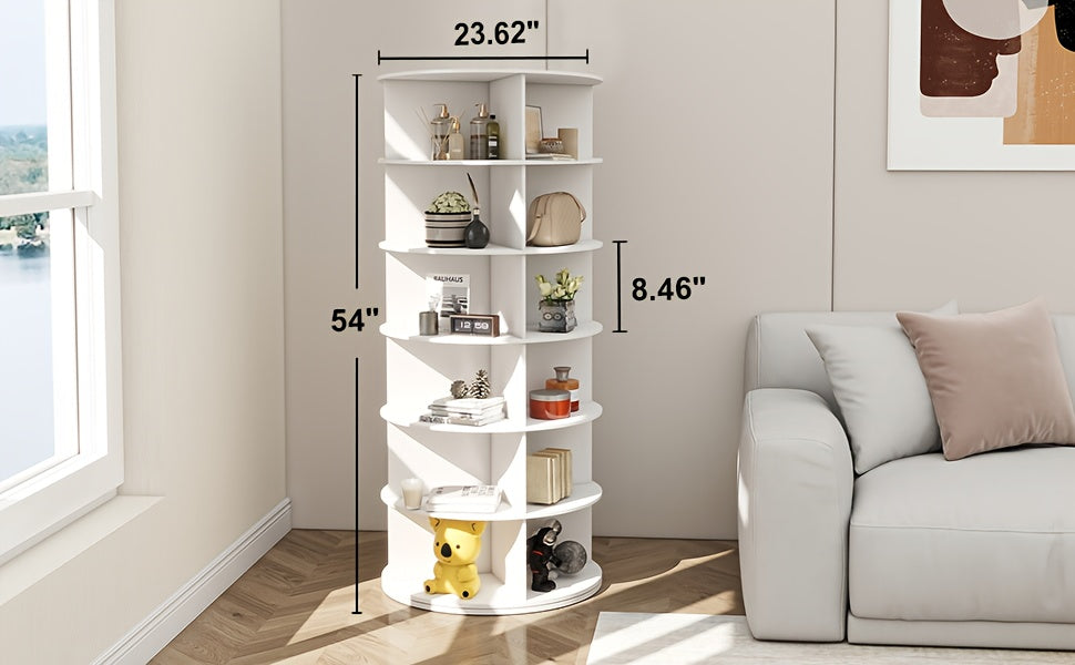 Torre portascarpe girevole a 5/6/7 ripiani per 20/24/28 paia di scarpe, espositore girevole a 360° bianco, organizzatore Lazy Susan, scaffale portascarpe a carosello rotondo, carosello verticale per cappelli e borse