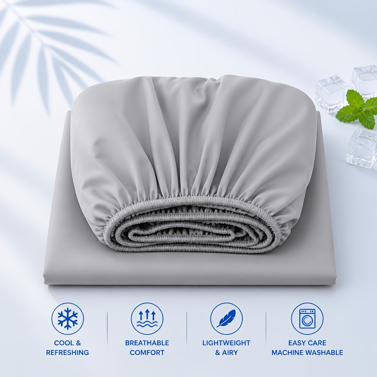 Lenzuolo con angoli estivo fresco - Ipoallergenico e traspirante, antiumidità, coprimaterasso trapuntato antiscivolo con elastico a 360°, antipiega, resistente allo sbiadimento, resistente al restringimento, lavabile in lavatrice (federa non inclusa).