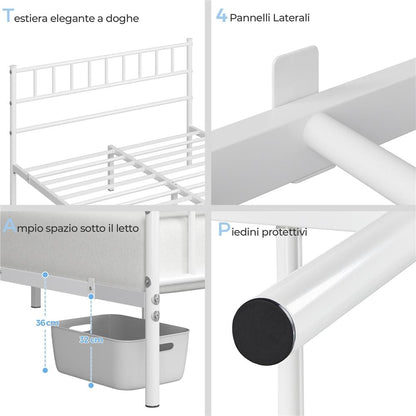Costoffs Struttura Letto Moderno in Metallo con Testiera e Pediera con Spazio di Archiviazione per Appartamento Camera da Letto