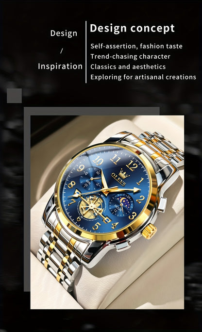 OLEVS Orologi da Uomo Classici Business Dress Analogico Quarzo Quadrante Digitale Orologio da Uomo Moda Lusso Bracciale in Acciaio Inossidabile Luminoso con Calendario Orologio da Polso da Uomo Regali Romantici Relojes De Hombre Quadrante Blu/Nero/Bianco/