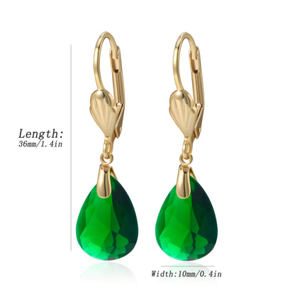 Magazzino Locale, Orecchini Pendenti da Donna in Argento Sterling 925 con Elegante Cristallo Artificiale Verde, Regalo Perfetto per San Valentino, Natale e Uso Quotidiano, Forniti con una Bellissima Scatola Regalo.