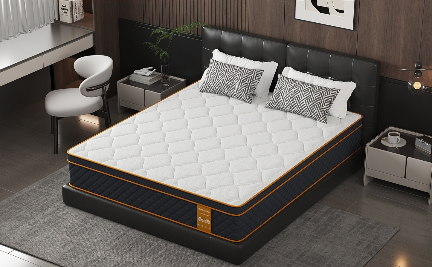 Materasso, Materasso ibrido in memory foam da 10 pollici (confezionato), Media rigidità, Molla a sacco per il sollievo dalla pressione, Isolamento del movimento. Disponibile in varie misure