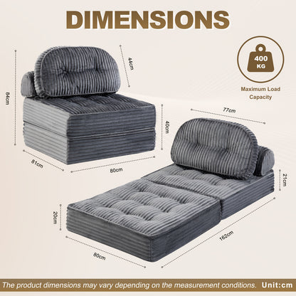Divano Letto Pieghevole Pop Up, Disponibile in Configurazioni Singola o Doppia. Divano Letto Multifunzionale in Velluto a Coste, Ideale per Appartamenti Compatti, Balconi e Dormitori Studenteschi. Non Richiede Montaggio
