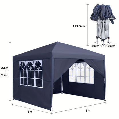 Tenda da Esterno Pieghevole Portatile 3x3m con Protezione UV - Rifugio Istantaneo Ideale per Giardino, Piscina, Mercati ed Eventi - Compatto con Borsa Trasporto e Quattro Pareti Laterali