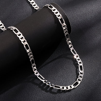 ARTPAGE Catena Argentata 925 Sterling 925 Collana Placcata Argento Moda Figaro Collana Argentata Stile  Fashion Charm Regalo Unisex per Uomini San Valentino Festa del Papà Compleanno Natale con Scatola Regalo