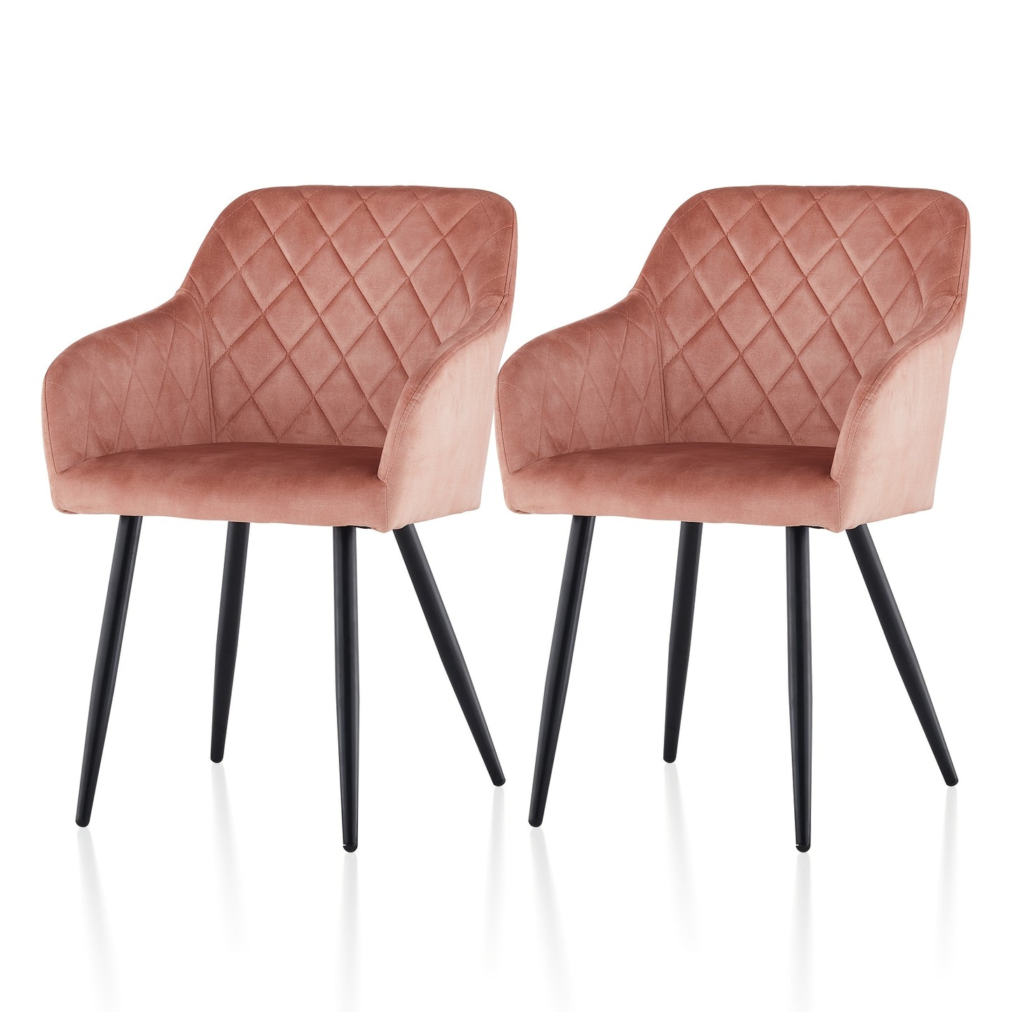 Set di 2 sedie da pranzo moderne in velluto/bancale, sedie da relax con schienale imbottito, braccioli e gambe in metallo, sedie angolari per cucina, soggiorno, ufficio domestico, reception