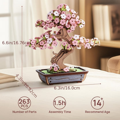 Rolife Puzzle 3D in Legno Modello Bonsai Sakura, Set Artigianale Decorazioni per la Casa Ornamenti Regali Creativi per e Adolescenti 14+