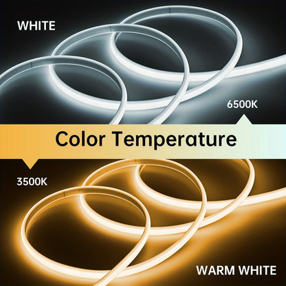 Strisce LED COB, adatte per AC 220V-240V, illuminazione esterna flessibile, con 288 LED per metro. Questa striscia LED adesiva offre un alto contrasto in bianco o bianco caldo, ideale per decorare cucine, giardini e interni domestici.