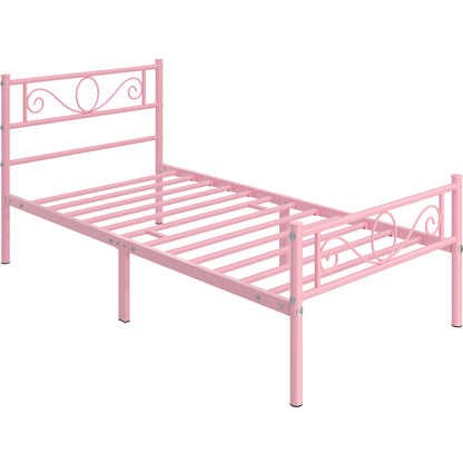 Costoffs Struttura Letto Stile Rustico Moderno in Metallo con Testiera Elegante e Pediera per Appartamento Camera da Letto Stanza degli Ospiti Studio