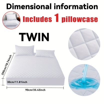 Questo è un set da 3 pezzi che include un proteggi materasso impermeabile ultra-morbido e una mezza federa (il nucleo del cuscino non è incluso). Presenta un design spesso e caldo in tinta unita, il che lo rende un'opzione perfetta per proteggere i matera