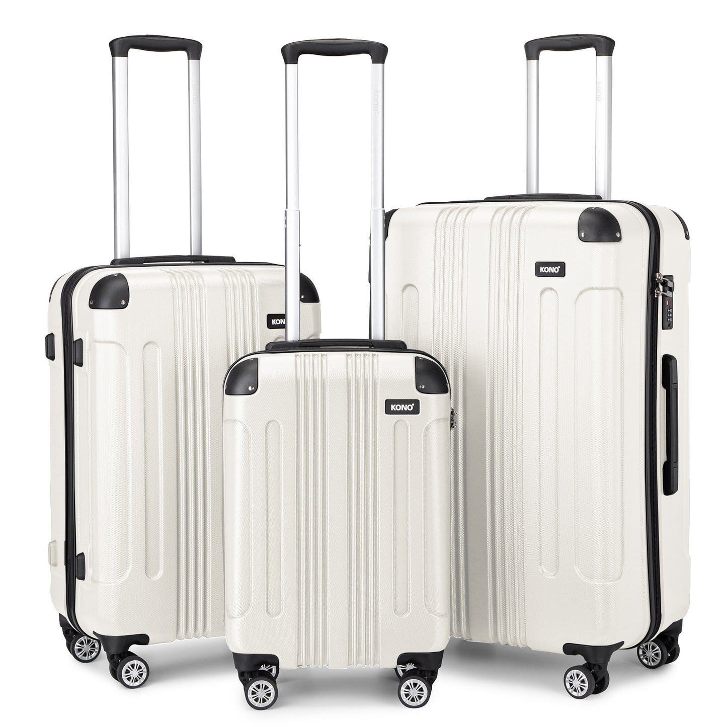 Set da 3 valigie beige con design panda per campeggio, valigia rigida in ABS con lucchetto a combinazione e rotelle girevoli, regalo per il rientro a scuola, Black Friday, Giorno del Ringraziamento, Natale e festività
