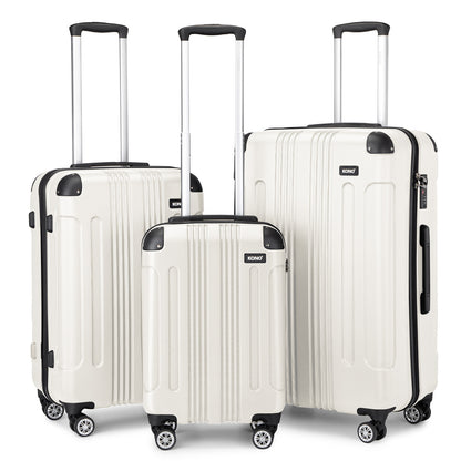 Set da 3 valigie beige con design panda per campeggio, valigia rigida in ABS con lucchetto a combinazione e rotelle girevoli, regalo per il rientro a scuola, Black Friday, Giorno del Ringraziamento, Natale e festività