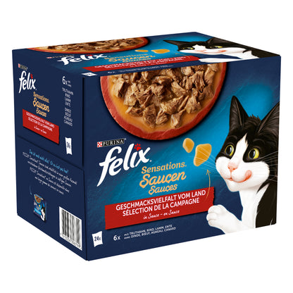 Cibo Umido per Gatti FELIX Sensations Sauces, Miscela Varietà