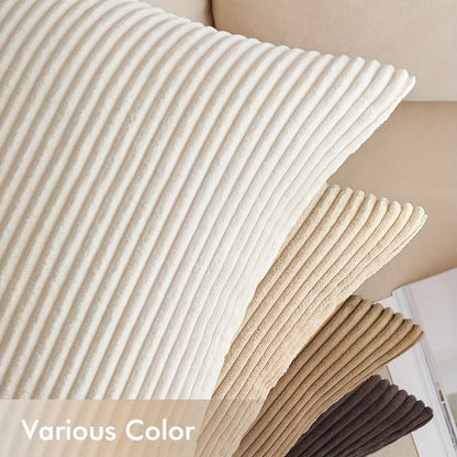 4 Coperture Cuscini Decorativi Morbide a Righe, Stile Bohémien in Velluto a Coste, Copricuscino Quadrato in Velluto a Coste, Copertura Cuscino Moderna e Confortevole per Divano, Soggiorno, da Letto, Arredamento Rustico, Cuscino Interno Non Incluso