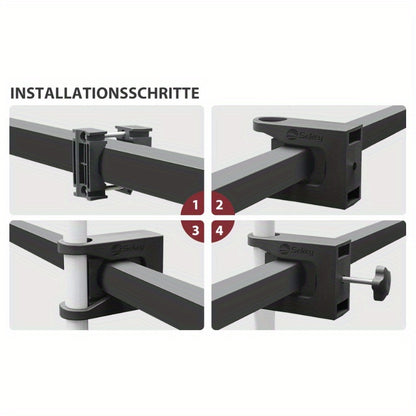 Portaombrellone per ringhiera del balcone | Supporto da balcone per ombrelloni, nero