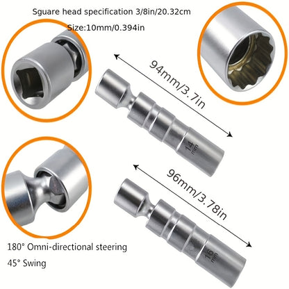 Prodotti di tendenza in 900 Paesi, bussole magnetiche rotanti per candele a spina da 14 mm e 16 mm a parete sottile - Strumento di rimozione bussole per candele a 12 punte con attacco da 3/8 di pollice - Le estensioni rotanti consentono l'accesso alle are