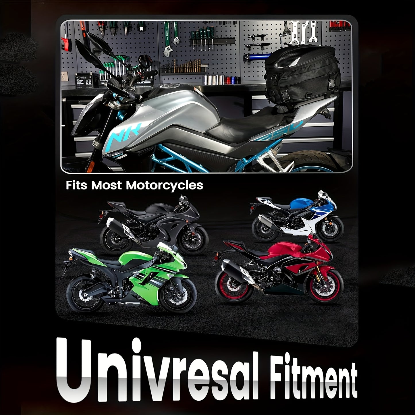 Borsa olio moto 22-38L, borsa posteriore, doppio uso, borsa sedile casco, zaino universale per dirt bike, pit bike, street bike, racing, ATV, quad, KAYO, scooter