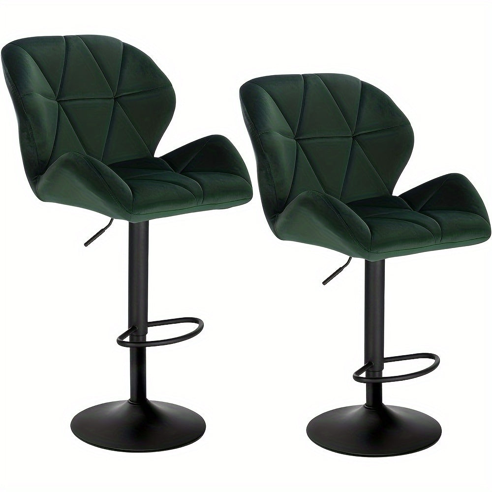 2 pezzi di Sgabelli da Bar, Sgabelli da Bistro Designer, con Schienale, Regolabili in Altezza, Rotanti, in Velluto, Acciaio