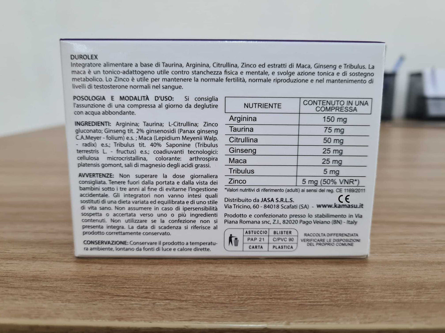Integratore Supplemento uomo - 20 Compresse Alta Titolazione - Con Arginina, Taurina, Citrullina, Ginseng, Maca, Tribulus, Zinco