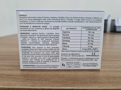 Integratore Supplemento uomo - 20 Compresse Alta Titolazione - Con Arginina, Taurina, Citrullina, Ginseng, Maca, Tribulus, Zinco