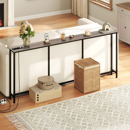 Tavolino Comodino Lungo e Sottile - Elegante Tavolino Rettangolare per Divano per Spazi Piccoli, Perfetto come Tavolino da Letto o dietro il Divano, Moderno Tavolino Sa Sottile con Organizzatore, per Soggiorno, Ingresso, Corridoio, Marrone