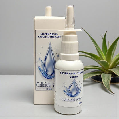 Spray Nasale al Colloidale d'Argento per Naso Gocciolante – Terapia Nasale Naturale all'Argento, 20ppm, Lenisce i Sintomi Sinusali, Promuove la Respirazione Naturale
