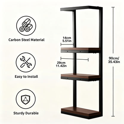 Mensola Salvaspazio per Bagno - Combo Multifunzionale Acciaio/Legno, Porta Asciugamani da Parete con Porta Essenziali | Stoccaggio Compatto per Bagni Piccoli, Appartamenti, Dormitori, Porta Asciugamani