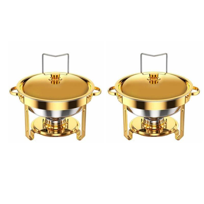 Scaldavivande da buffet in acciaio inossidabile dorato 1/2/4/6 con coperchio per catering, ideale per matrimoni/banchetti di Capodanno, solo per cucinare (solo per cucinare)