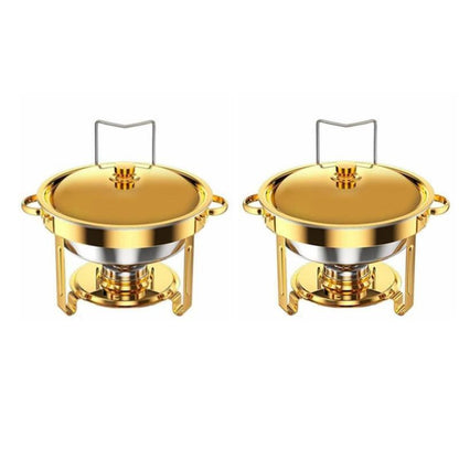 Scaldavivande da buffet in acciaio inossidabile dorato 1/2/4/6 con coperchio per catering, ideale per matrimoni/banchetti di Capodanno, solo per cucinare (solo per cucinare)