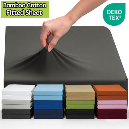 Lenzuolo con angoli elastici 1 pz in jersey di cotone bambù, lenzuolo con angoli elastici in misto cotone jersey, lenzuolo con angoli elastici/coprimaterasso/copriletto con angoli elastici su tutto il perimetro, realizzato in morbido e traspirante materia