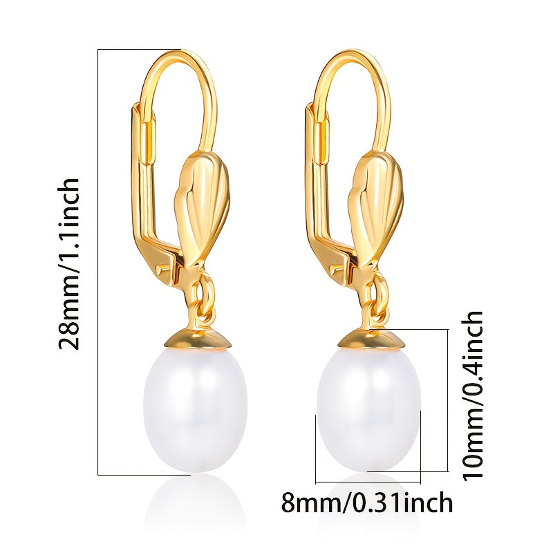 Un paio di orecchini da donna in argento 925, con chiusura a forma di D placcata in oro 18k, eleganti e lussuosi, adatti per uso quotidiano o banchetti serali, regalo per la festa della mamma, confezione regalo in scatola