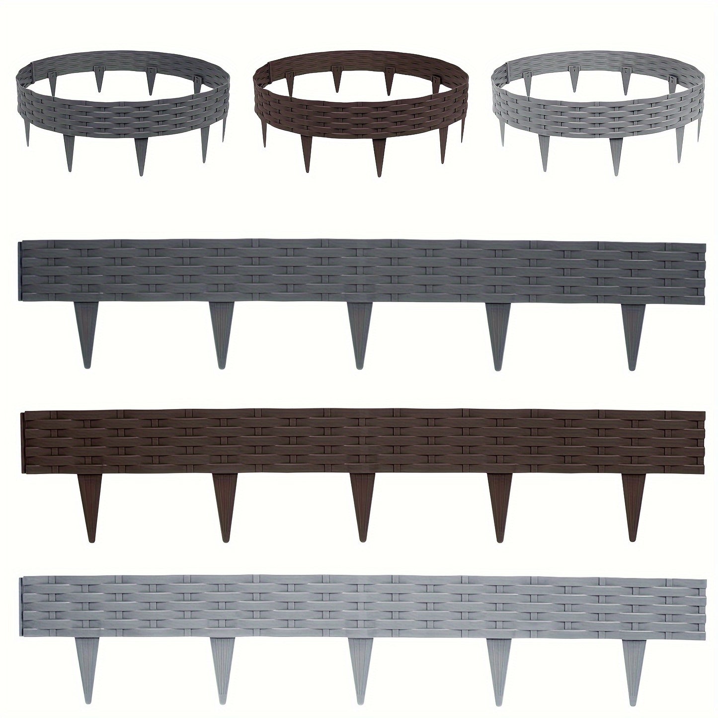 Bordura per prato flessibile 100 cm, bordo per pavimentazione effetto rattan, bordo in plastica per aiuole, pietra per la delimitazione del giardino, set di palizzate, sostituzione di pietre per bordure per prato