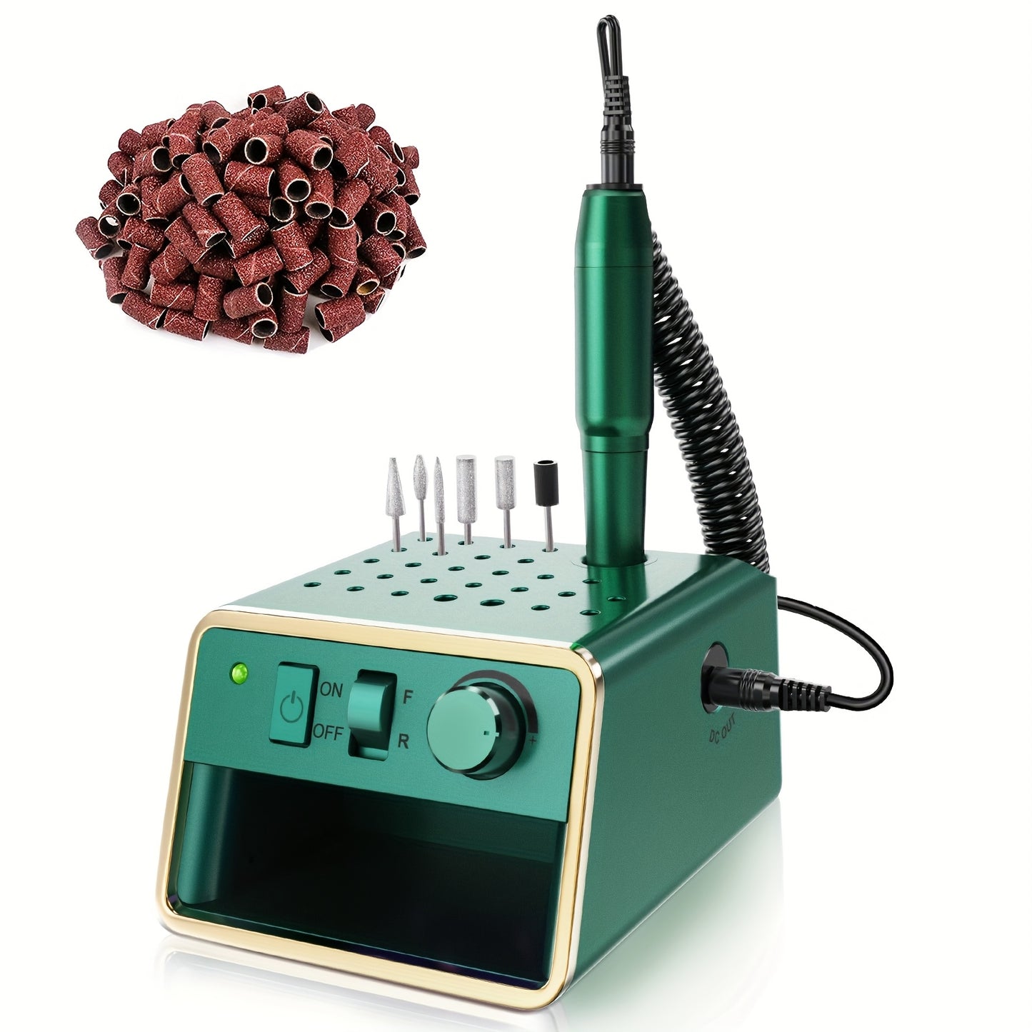 Kit Portatile per Trapano Unghie Elettrico 20.000 RPM con Multiple Frese e Strisce Leviganti, Per la Rimozione di Acrilici Gel Polishing Nail Salon Casa, Rosa