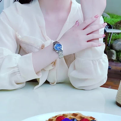 OLEVS Orologio da Donna Classico Moda Analogico Quarzo Donna Orologio Elegante Lusso Piccolo Quadrante Cinturino in Acciaio Inossidabile Luminoso con Calendario Data Orologi da Donna Regali Romantici per Lei Orologio da Donna Quadrante Blu/Bianco/Dorato