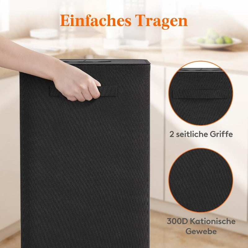 Contenitore Pieghevole in Tela da 100L con Coperchio per Raccolta Bottiglie di Deposito - Grande Contenitore Rettangolare per Riciclaggio per Cucina, Casa, Ufficio - Bidoni Neri Resistenti per Vetro e Plastica Vuoti
