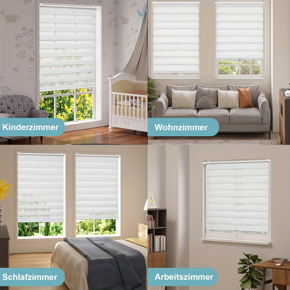 2 Pezzi, Tende a Rullo Doppio Strato, Tendaggi Oscuranti per Camera da Letto Soggiorno Bagno Cucina, Semi-Trasparenti, Senza Foratura, Regolazione Luce, Decorazione Casa, Privacy