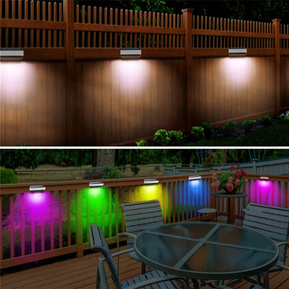 8 pezzi di luci solari per recinzione esterna, luce calda e bianco freddo e luci solari RGB per ponte, luci solari super luminose per scale, luci in acciaio inossidabile per cortile, IP65, per cortile, giardino, recinzione, parete, ponte, decorazioni per