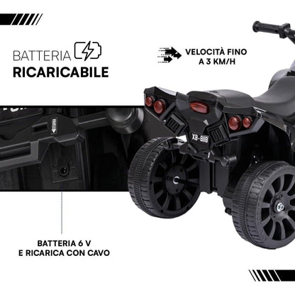 Baroni Toys Quad Elettrico per Bambini 3+ anni con Manubrio Sterzante, Musica e Luci Funzionanti, Quad con Modalità Avanti/Retro, Facile da Montare, 70x42x45 cm
