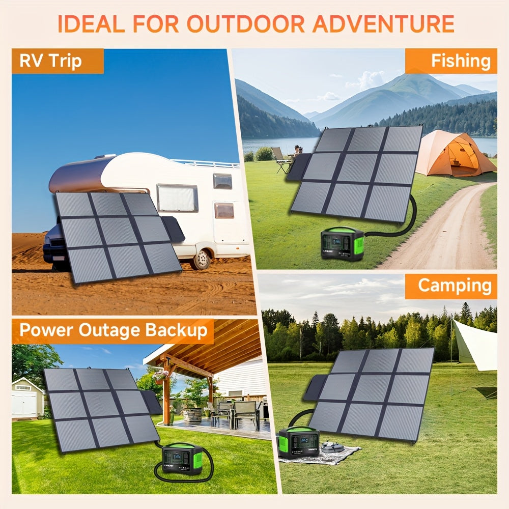 LVYUAN Pannello Solare Portatile da 120W/200W/300W/400W, Coperta Solare Piegevole, Pannello Solare Monocristallino ad Alta Potenza, Efficienza delle Celle Solari Fino al 22.5%, Adatto per Stazione di Alimentazione Avventura all'Aperto Barca Campeggio Gene